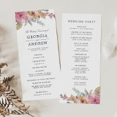 Geschilderde Blooms Huwelijksceremonie Programma Programmakaart