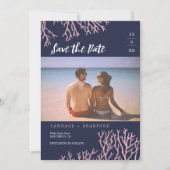 Geschilderde Blush Roze Koralen Foto Save the Date (Voorkant)