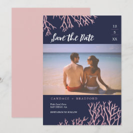 Geschilderde Blush Roze Koralen Foto Save the Date
