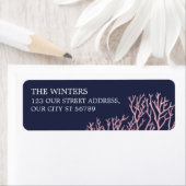 Geschilderde Blush Roze Koralen Strand Tropische b Etiket (Insitu)