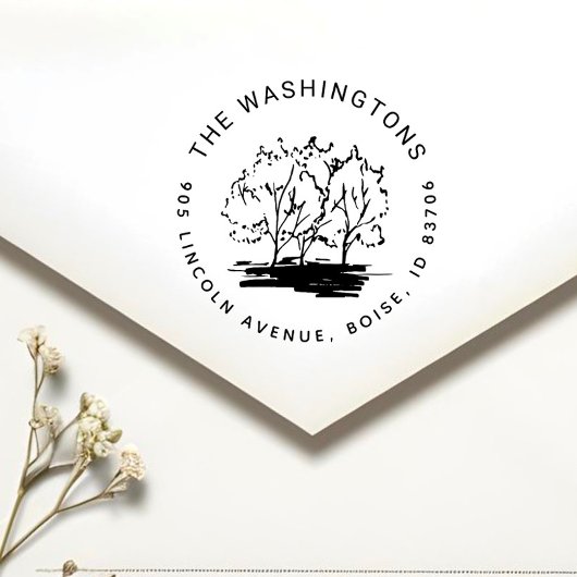 Geschilderde Boom Persoonlijk Retouradres Zelfinktende Stempel