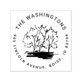 Geschilderde Boom Persoonlijk Retouradres Zelfinktende Stempel (Design)