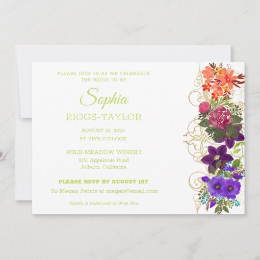 Geschilderde botanische bruiloft uitnodiging (Voorkant)