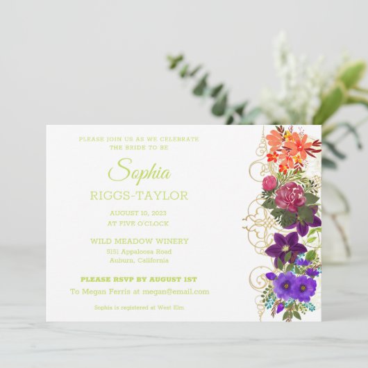 Geschilderde botanische bruiloft uitnodiging (Staand voorkant)