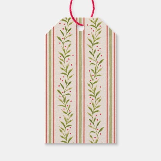 Geschilderde botanische streep cadeaulabel (Voorkant)