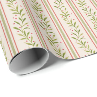 Geschilderde botanische streep cadeaupapier