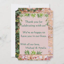Geschilderde Bricks Green Ivy Wedding Bedankt Card