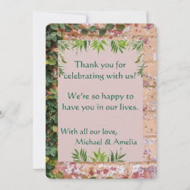 Geschilderde Bricks Green Ivy Wedding Bedankt Card