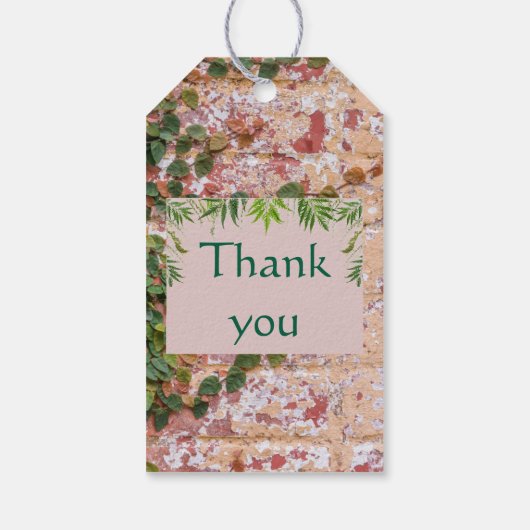 Geschilderde Bricks Green Ivy Wedding Cadeaulabel (Achterkant)