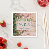 Geschilderde Bricks Green Ivy Wedding Cocktail Ser Servet (Insitu)