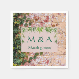 Geschilderde Bricks Green Ivy Wedding Cocktail Ser Servet