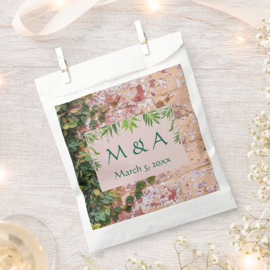 Geschilderde Bricks Green Ivy Wedding Favoriete Ta Bedankzakje (Geknipt)