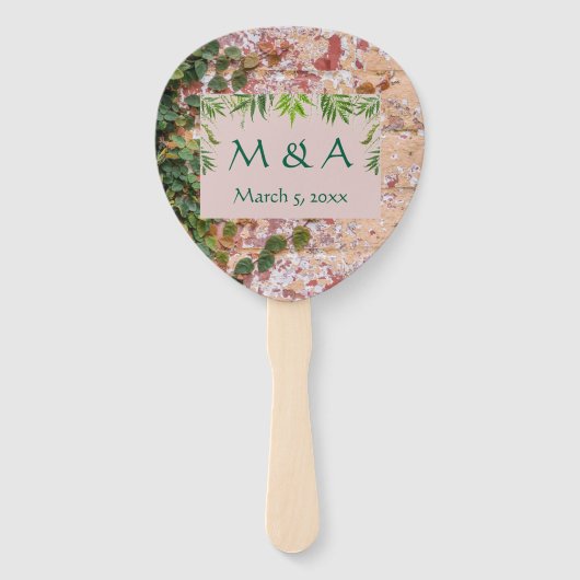 Geschilderde Bricks Green Ivy Wedding Handwaaier (Voorkant)