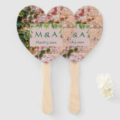 Geschilderde Bricks Green Ivy Wedding Heart Hand F Handwaaier (Voorkant en achterkant)
