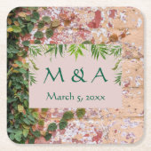 Geschilderde Bricks Green Ivy Wedding Kartonnen Onderzetters (Voorkant)