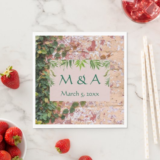 Geschilderde Bricks Green Ivy Wedding Luncheon Ser Servet (Insitu)