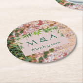 Geschilderde Bricks Green Ivy Wedding Ronde Kartonnen Onderzetter (Gebogen)