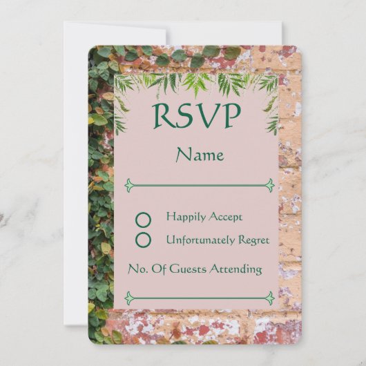 Geschilderde Bricks Green Ivy Wedding RSVP Card (Voorkant)