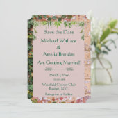 Geschilderde Bricks Green Ivy Wedding Save the Dat Date (Staand voorkant)