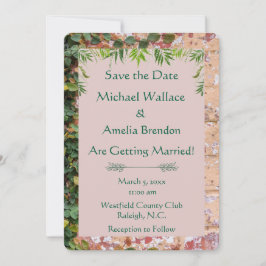 Geschilderde Bricks Green Ivy Wedding Save the Dat Date