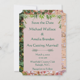 Geschilderde Bricks Green Ivy Wedding Save the Dat Save The Date
