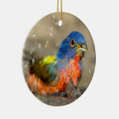 Geschilderde bunting - mooie vogelsierbloemen keramisch ornament (Rechts)