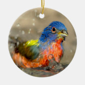 Geschilderde bunting - mooie vogelsierbloemen keramisch ornament (Voorkant)