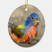 Geschilderde bunting - mooie vogelsierbloemen keramisch ornament (Links)