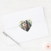 Geschilderde Cavalier King Charles Spaniel Hart Sticker (Envelop)