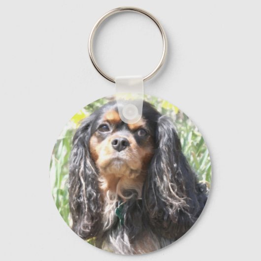 Geschilderde Cavalier King Charles Spaniel Sleutelhanger (Voorkant)
