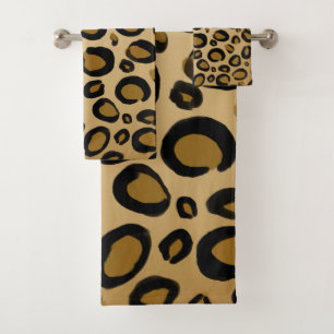 Geschilderde cheeta luipaardprint stippen goud bei bad handdoek
