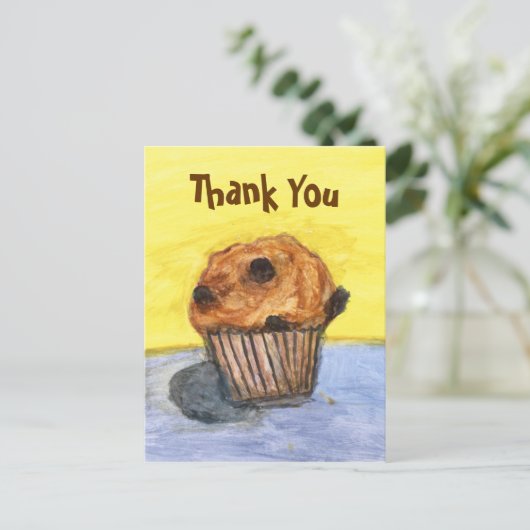 Geschilderde chocolade Chip Muffin Dank u Briefkaa Briefkaart (Staand voorkant)
