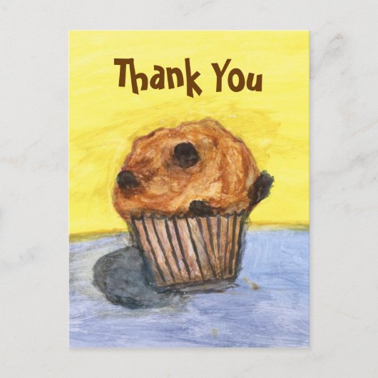 Geschilderde chocolade Chip Muffin Dank u Briefkaa Briefkaart (Voorkant)