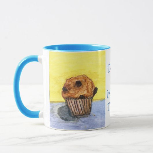 Geschilderde chocoladechipsmuffin keramische mok (Links)