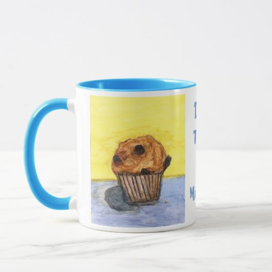 Geschilderde chocoladekipmuffin keramische mok (Links)