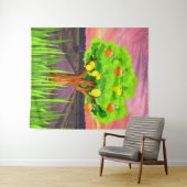 Geschilderde citroen & Sinaasappels Bomen - Abstra Wandkleed (In Situ (horizontaal))