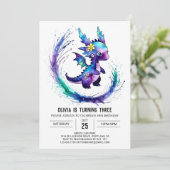 Geschilderde Custom Dragon Digitale Meisje Verjaar Kaart (Staand voorkant)