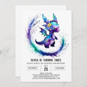 Geschilderde Custom Dragon Digitale Meisje Verjaar Kaart (Voorkant / Achterkant)