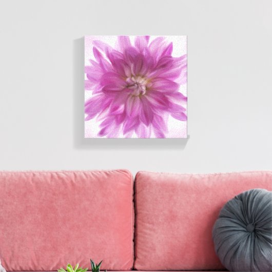 Geschilderde Dahlia kunst - Fuchsia Canvas Afdruk (Insitu (Woonkamer))