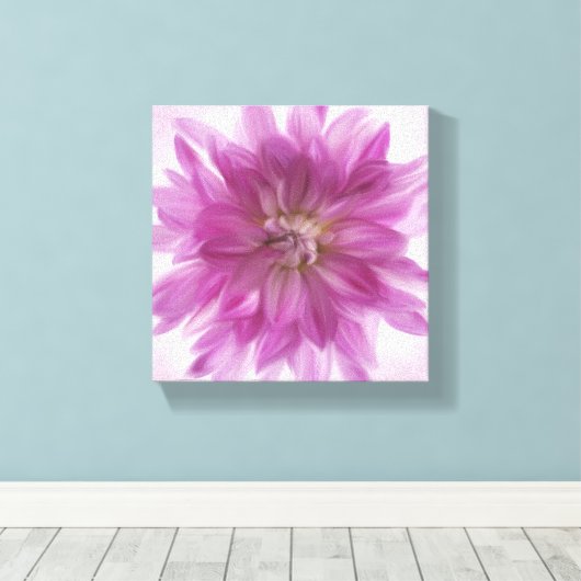 Geschilderde Dahlia kunst - Fuchsia Canvas Afdruk (Insitu (Houten vloer))