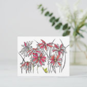 Geschilderde Daisy Bloemen Botanische Kunst Inktte Briefkaart (Staand voorkant)