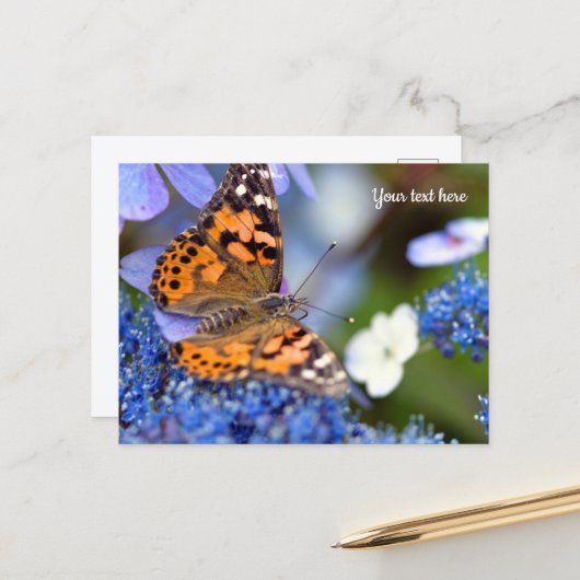 Geschilderde Dame Vlinder Ansichtkaart Briefkaart (Voorkant / Achterkant in situ)