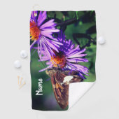 Geschilderde Dame Vlinder Aster Bloem Persoonlijk Golfhanddoek (Insitu)