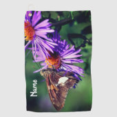 Geschilderde Dame Vlinder Aster Bloem Persoonlijk Golfhanddoek (Voorkant)