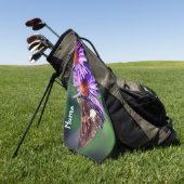 Geschilderde Dame Vlinder Aster Bloem Persoonlijk Golfhanddoek (Groen)