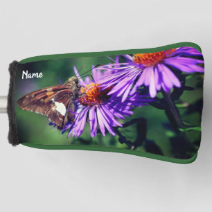 Geschilderde Dame Vlinder Aster Bloem Persoonlijk  Golfheadcover