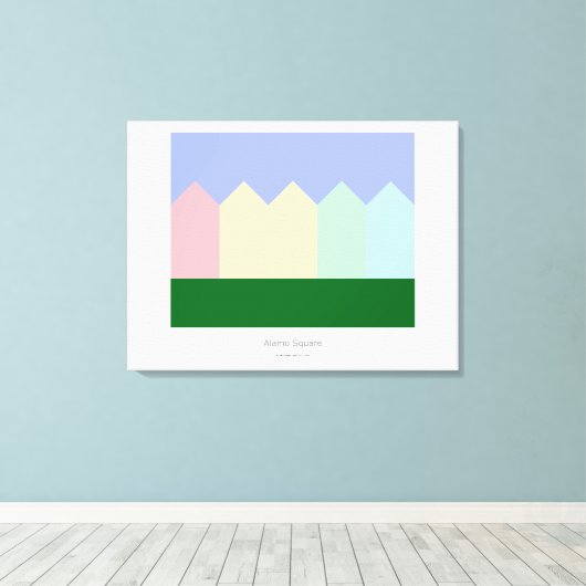 Geschilderde dames - Alamo Square - San Francisco Canvas Afdruk (Insitu (Houten vloer))