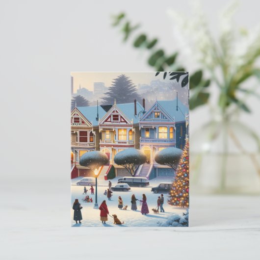 Geschilderde Dames Kerstmis Magic San Francisco Briefkaart (Staand voorkant)