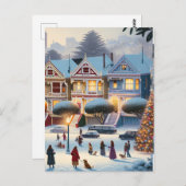 Geschilderde Dames Kerstmis Magic San Francisco Briefkaart (Voorkant / Achterkant)