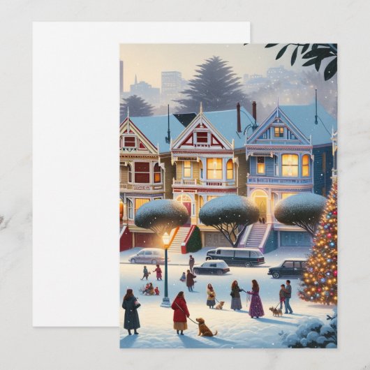 Geschilderde Dames Kerstmis Magic San Francisco Feestdagenkaart (Voorkant / Achterkant)